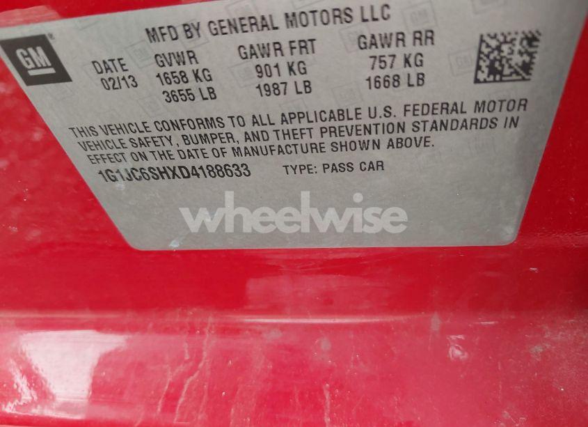 Photo 9 of 2013 Chevrolet Sonic LT AUTO (VIN 1G1JC6SHXD4188633)