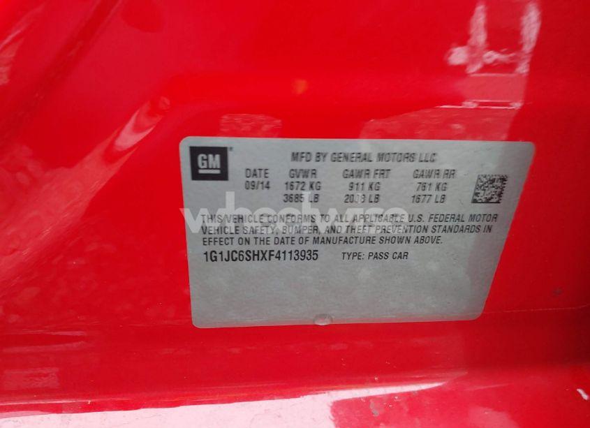 Photo 9 of 2015 Chevrolet Sonic LT AUTO (VIN 1G1JC6SHXF4113935)