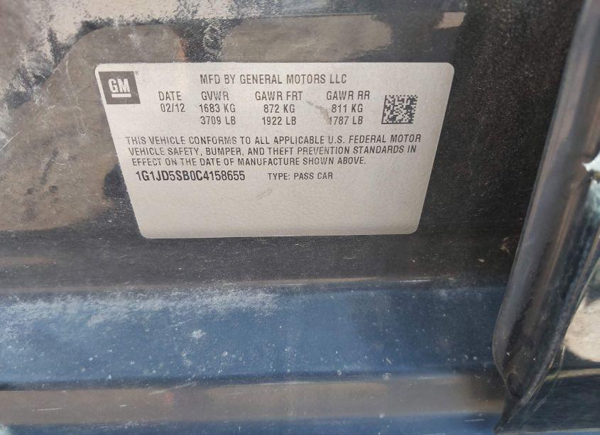 Photo 9 of 2012 Chevrolet Sonic 1LT (VIN 1G1JD5SB0C4158655)