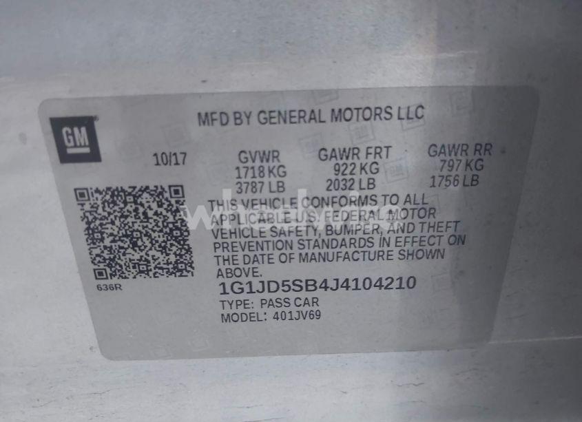 Photo 9 of 2018 Chevrolet Sonic LT AUTO (VIN 1G1JD5SB4J4104210)