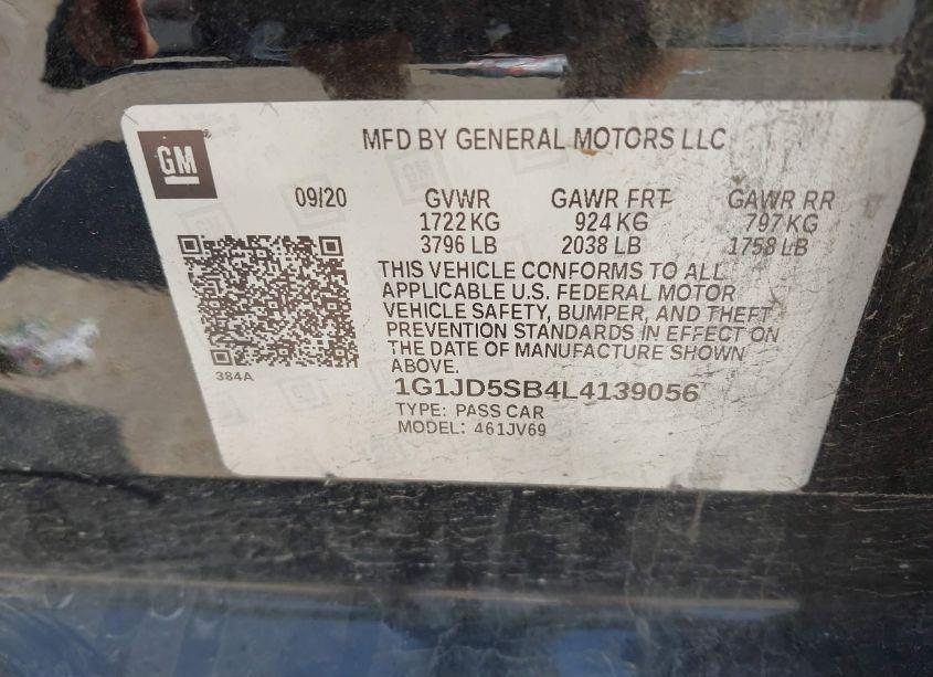 Photo 9 of 2020 Chevrolet Sonic FWD LT (VIN 1G1JD5SB4L4139056)