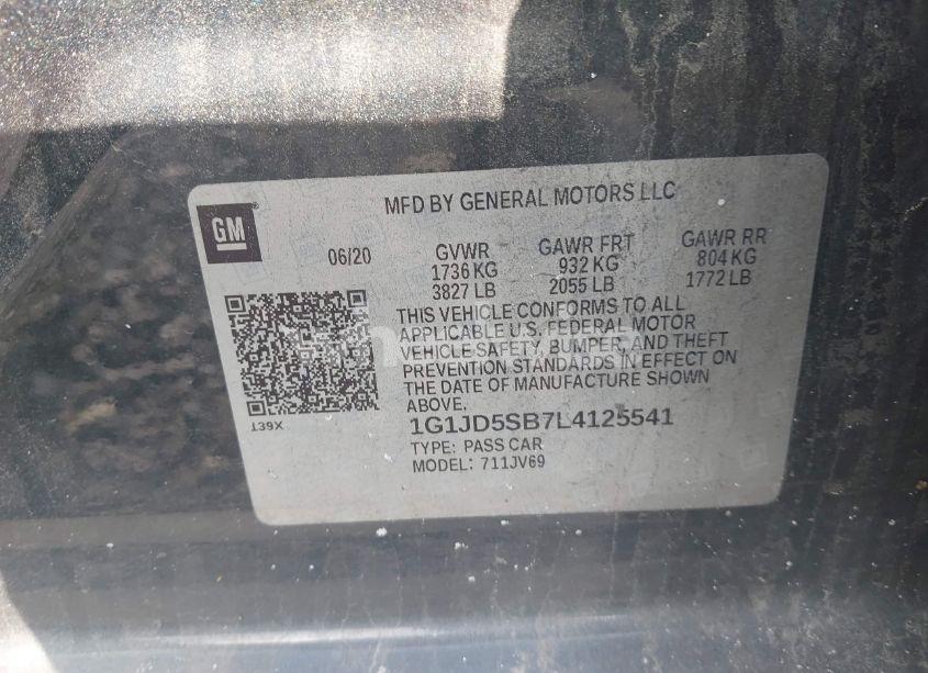 Photo 9 of 2020 Chevrolet Sonic FWD LT (VIN 1G1JD5SB7L4125541)