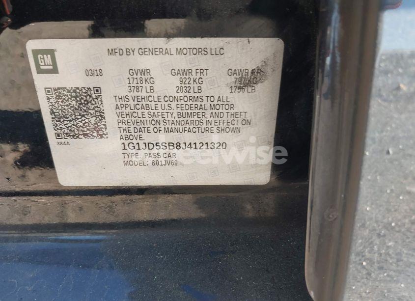 Photo 9 of 2018 Chevrolet Sonic LT AUTO (VIN 1G1JD5SB8J4121320)