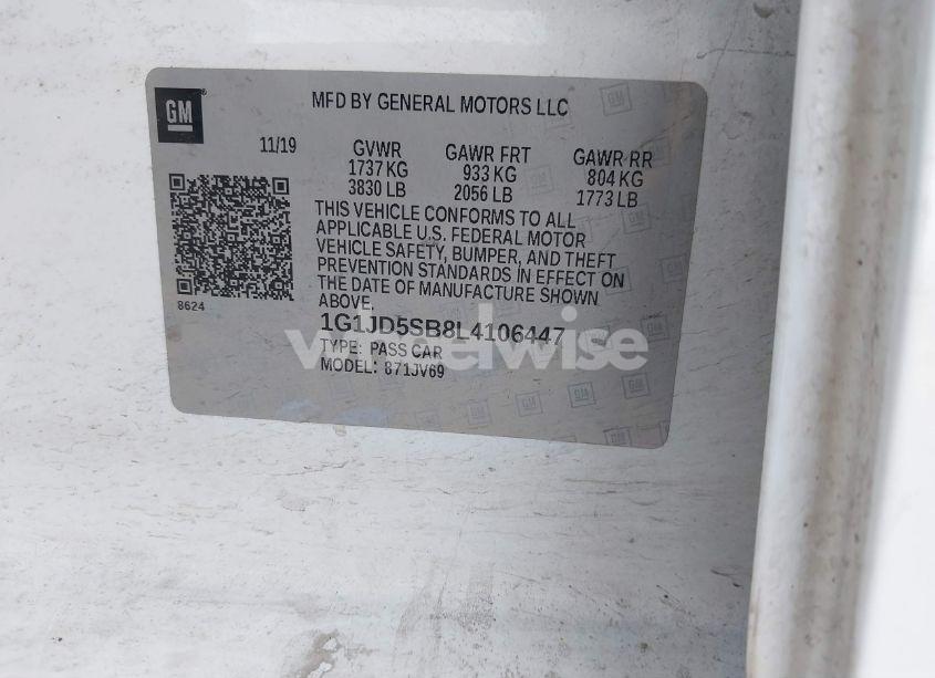 Photo 9 of 2020 Chevrolet Sonic FWD LT (VIN 1G1JD5SB8L4106447)