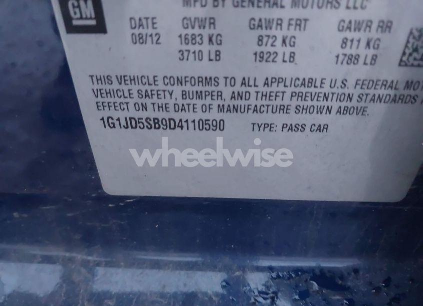 Photo 9 of 2013 Chevrolet Sonic LT MANUAL (VIN 1G1JD5SB9D4110590)