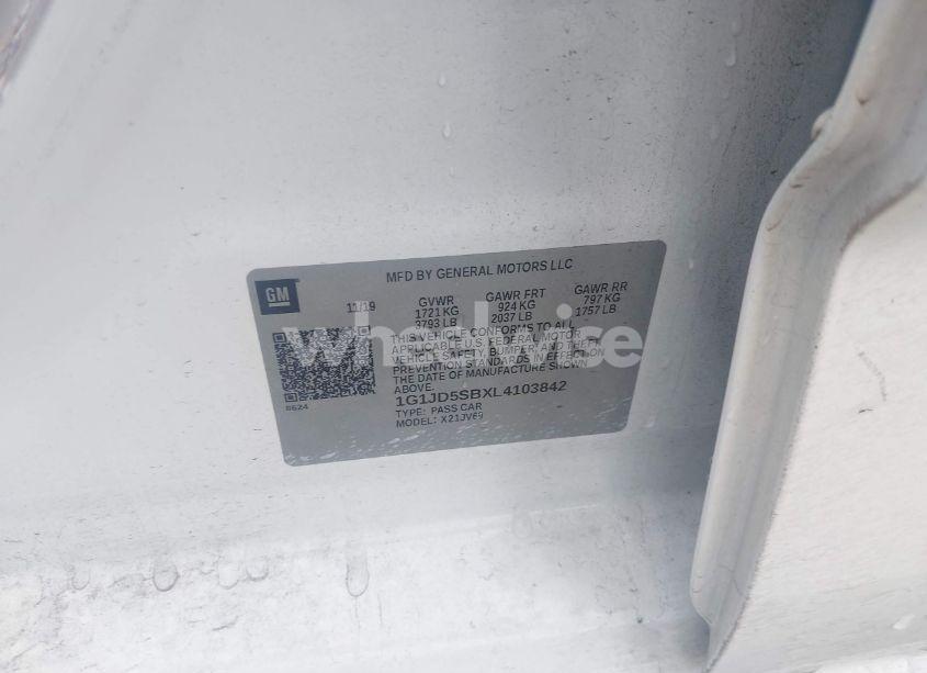 Photo 9 of 2020 Chevrolet Sonic FWD LT (VIN 1G1JD5SBXL4103842)