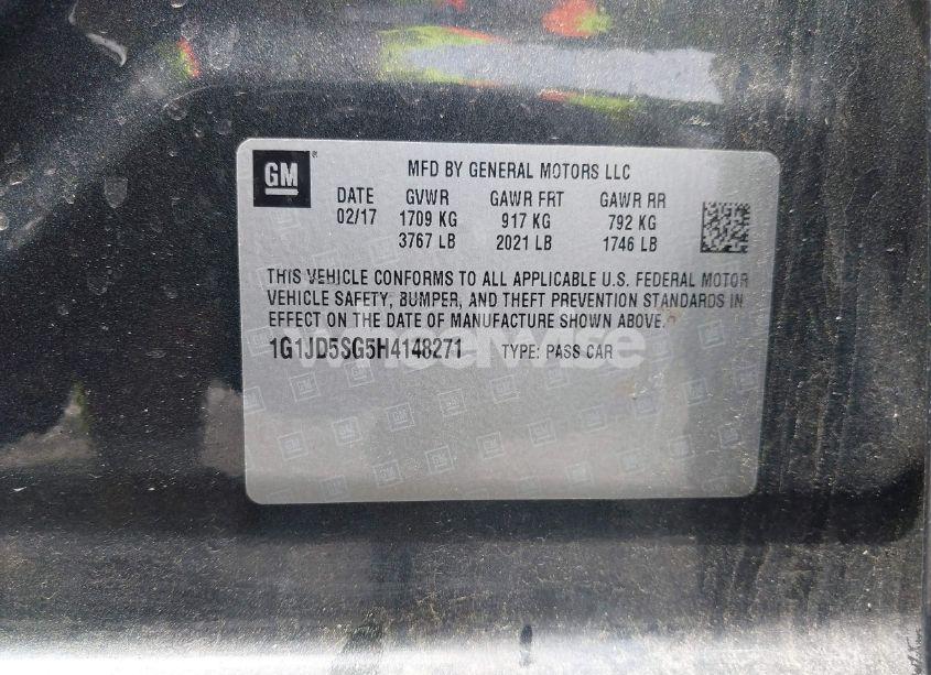 Photo 9 of 2017 Chevrolet Sonic LT AUTO (VIN 1G1JD5SG5H4148271)