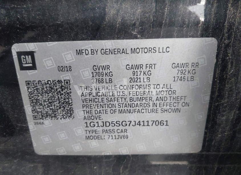 Photo 9 of 2018 Chevrolet Sonic LT AUTO (VIN 1G1JD5SG7J4117061)