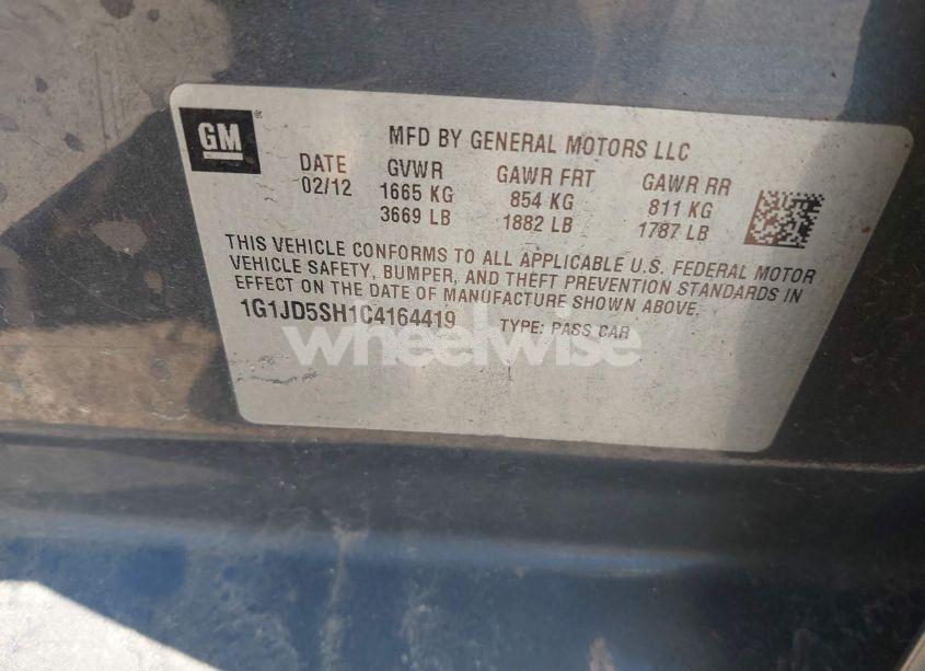 Photo 9 of 2012 Chevrolet Sonic 1LT (VIN 1G1JD5SH1C4164419)