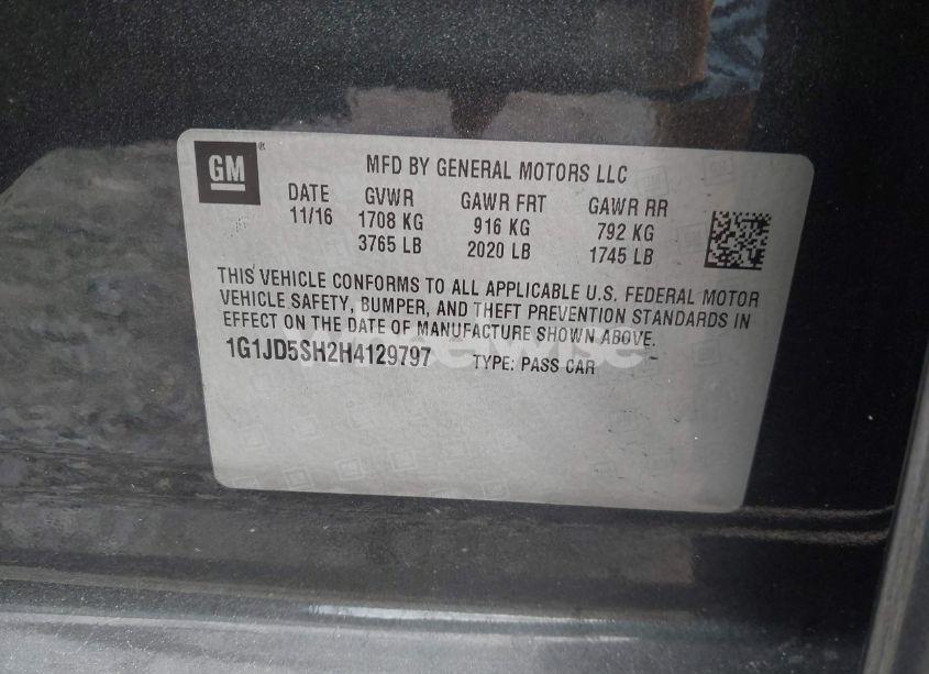 Photo 9 of 2017 Chevrolet Sonic LT AUTO (VIN 1G1JD5SH2H4129797)