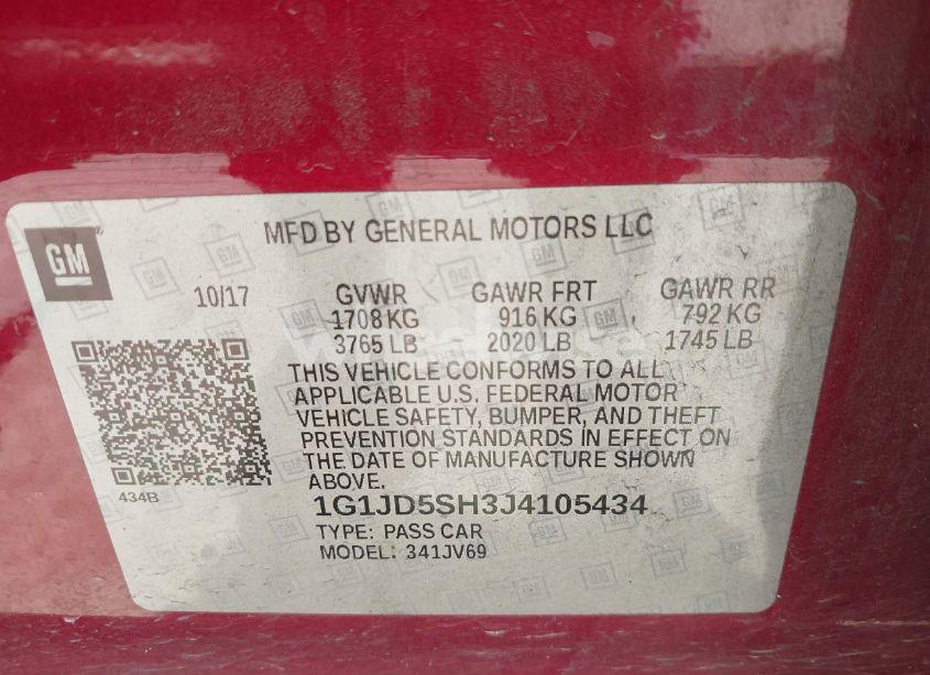 Photo 9 of 2018 Chevrolet Sonic LT AUTO (VIN 1G1JD5SH3J4105434)