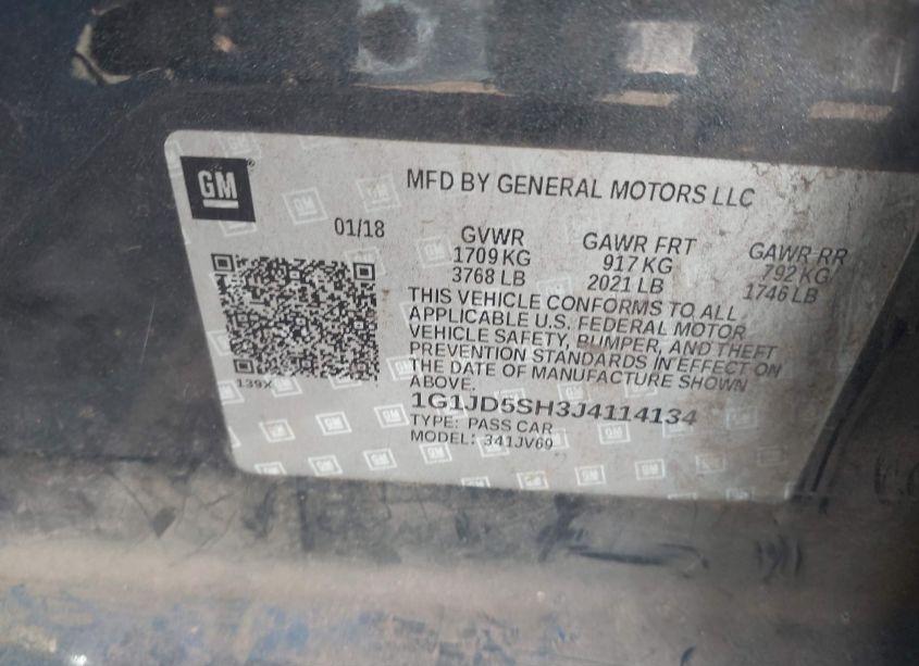 Photo 9 of 2018 Chevrolet Sonic LT AUTO (VIN 1G1JD5SH3J4114134)