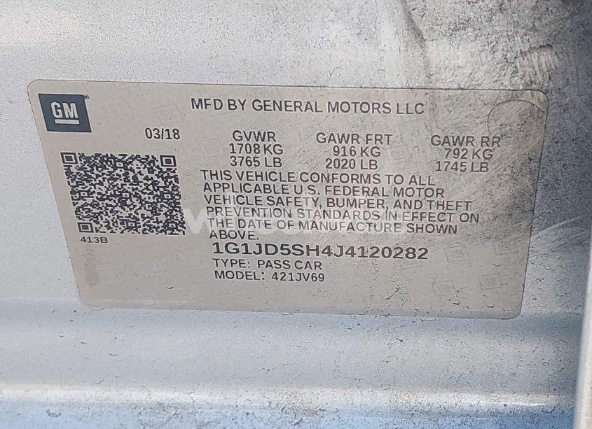 Photo 9 of 2018 Chevrolet Sonic LT AUTO (VIN 1G1JD5SH4J4120282)