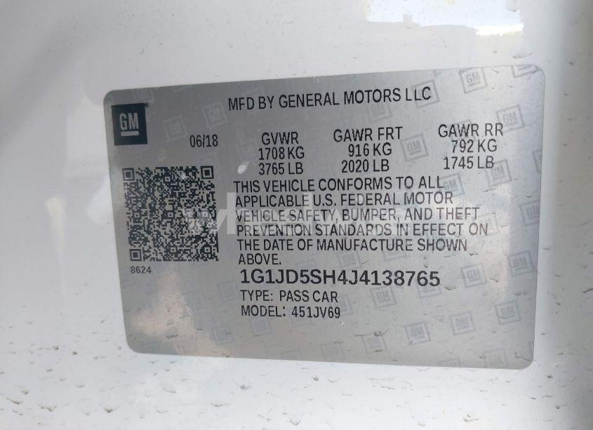 Photo 9 of 2018 Chevrolet Sonic LT AUTO (VIN 1G1JD5SH4J4138765)