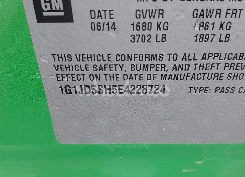 Photo 9 of 2014 Chevrolet Sonic LT MANUAL (VIN 1G1JD5SH5E4228724)