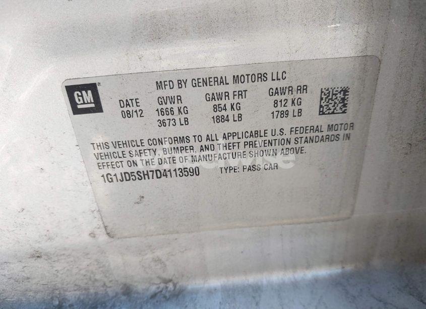 Photo 9 of 2013 Chevrolet Sonic LT MANUAL (VIN 1G1JD5SH7D4113590)