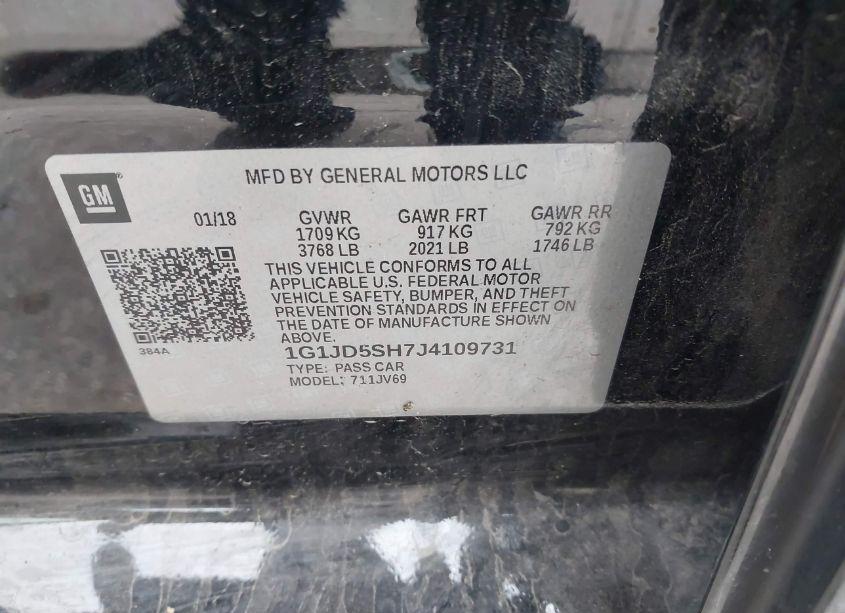 Photo 9 of 2018 Chevrolet Sonic LT AUTO (VIN 1G1JD5SH7J4109731)