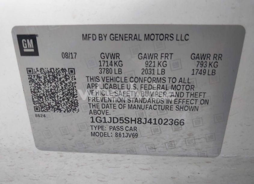 Photo 9 of 2018 Chevrolet Sonic LT AUTO (VIN 1G1JD5SH8J4102366)