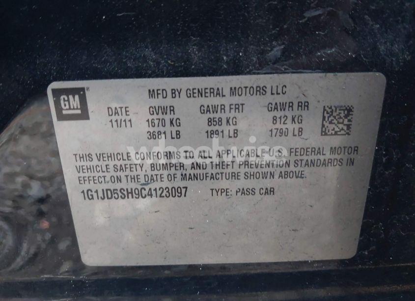 Photo 9 of 2012 Chevrolet Sonic 1LT (VIN 1G1JD5SH9C4123097)