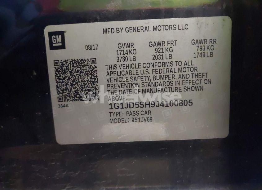 Photo 9 of 2018 Chevrolet Sonic LT AUTO (VIN 1G1JD5SH9J4100805)