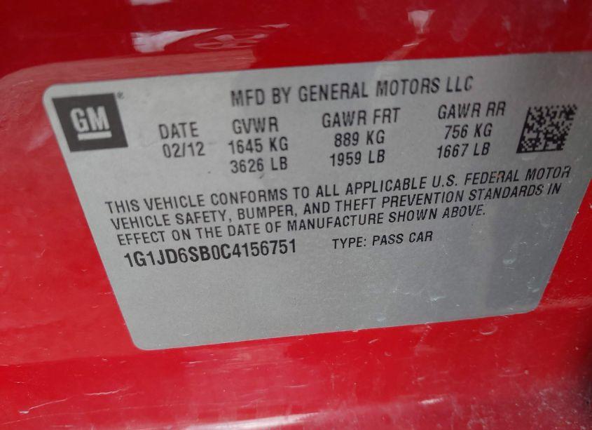 Photo 9 of 2012 Chevrolet Sonic 1LT (VIN 1G1JD6SB0C4156751)