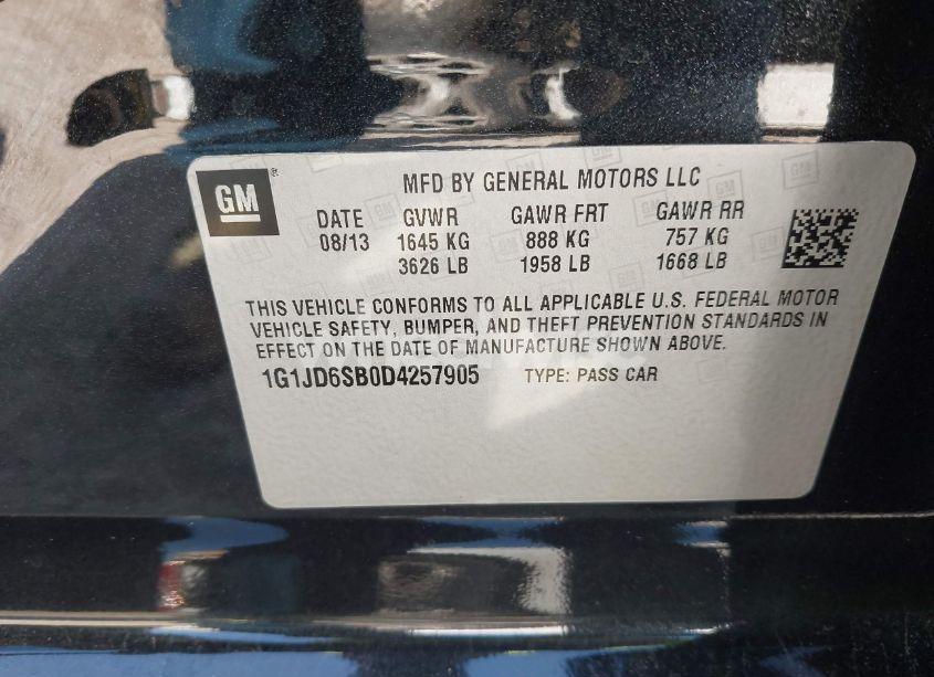 Photo 9 of 2013 Chevrolet Sonic LT MANUAL (VIN 1G1JD6SB0D4257905)