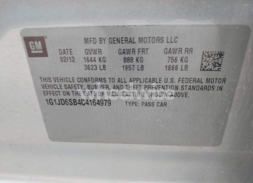 Photo 9 of 2012 Chevrolet Sonic 1LT (VIN 1G1JD6SB4C4164979)