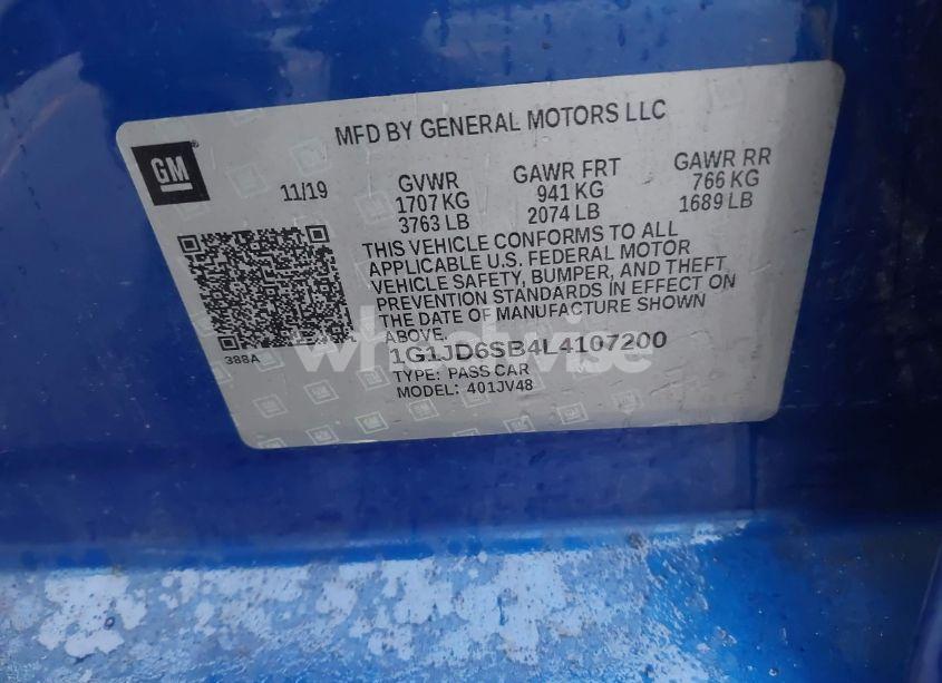 Photo 9 of 2020 Chevrolet Sonic FWD LT 5-DOOR (VIN 1G1JD6SB4L4107200)