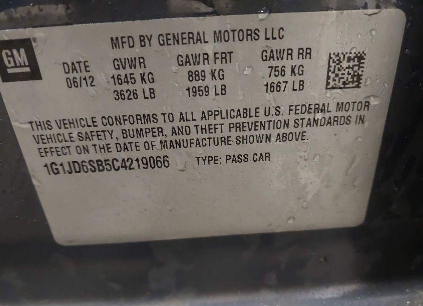 Photo 9 of 2012 Chevrolet Sonic 1LT (VIN 1G1JD6SB5C4219066)