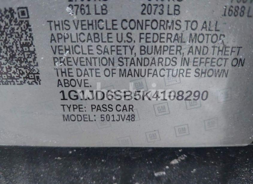 Photo 9 of 2019 Chevrolet Sonic LT AUTO (VIN 1G1JD6SB5K4108290)