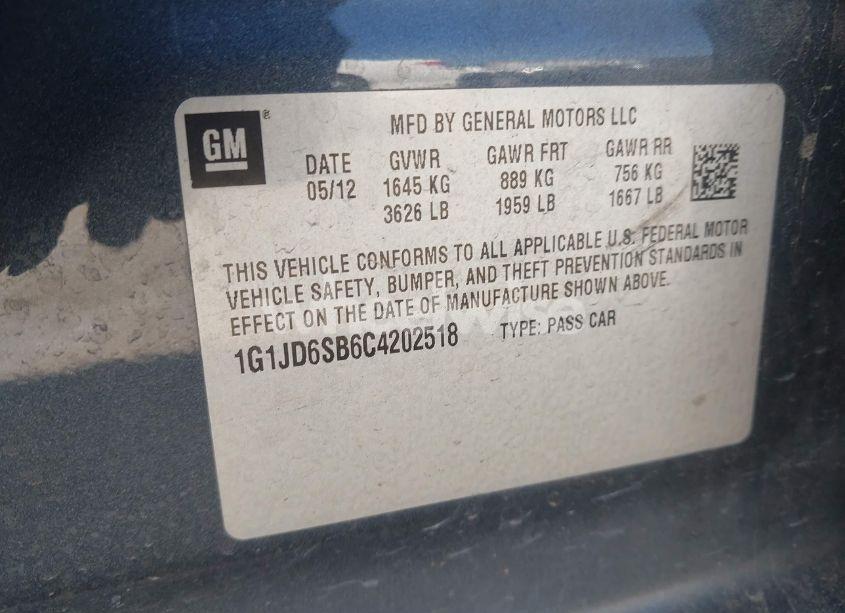 Photo 9 of 2012 Chevrolet Sonic 1LT (VIN 1G1JD6SB6C4202518)