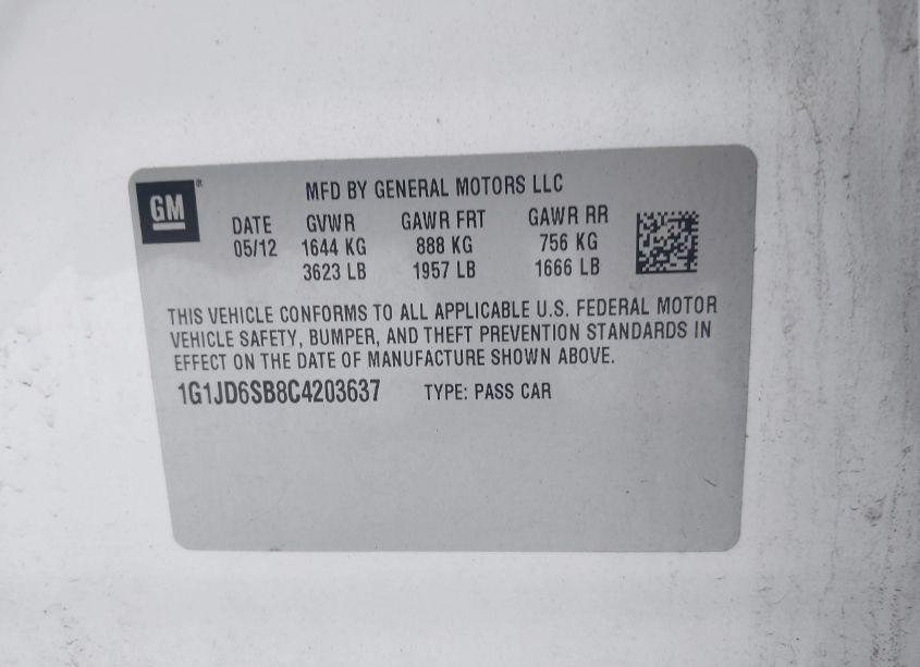 Photo 9 of 2012 Chevrolet Sonic LT (VIN 1G1JD6SB8C4203637)