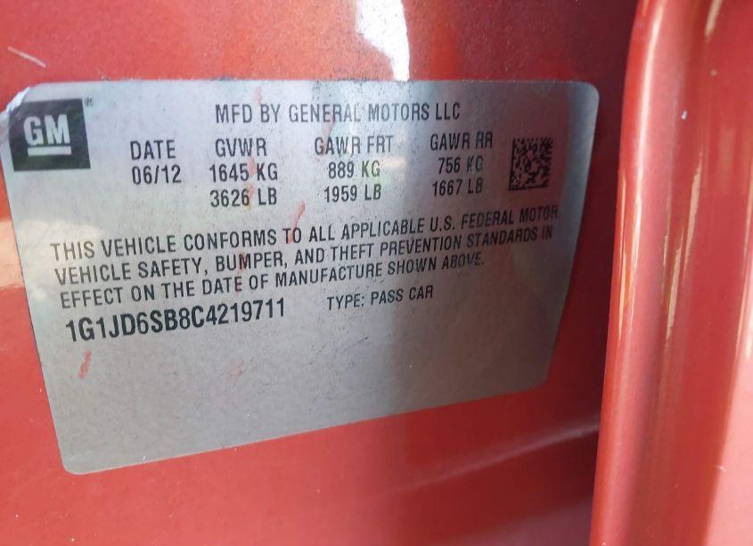 Photo 9 of 2012 Chevrolet Sonic 1LT (VIN 1G1JD6SB8C4219711)