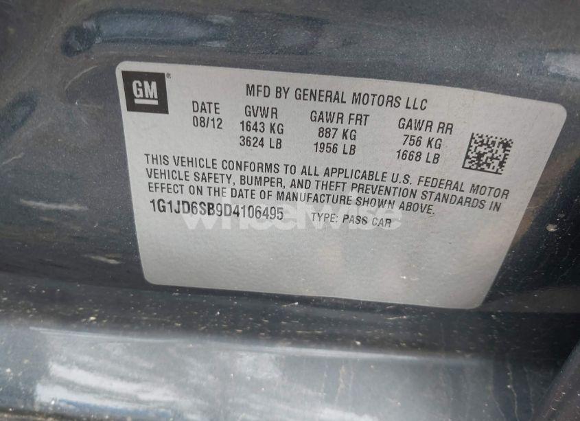 Photo 9 of 2013 Chevrolet Sonic LT MANUAL (VIN 1G1JD6SB9D4106495)