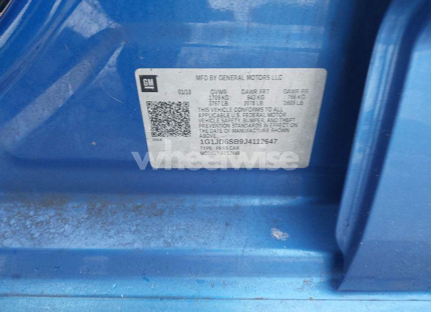 Photo 9 of 2018 Chevrolet Sonic LT AUTO (VIN 1G1JD6SB9J4112647)