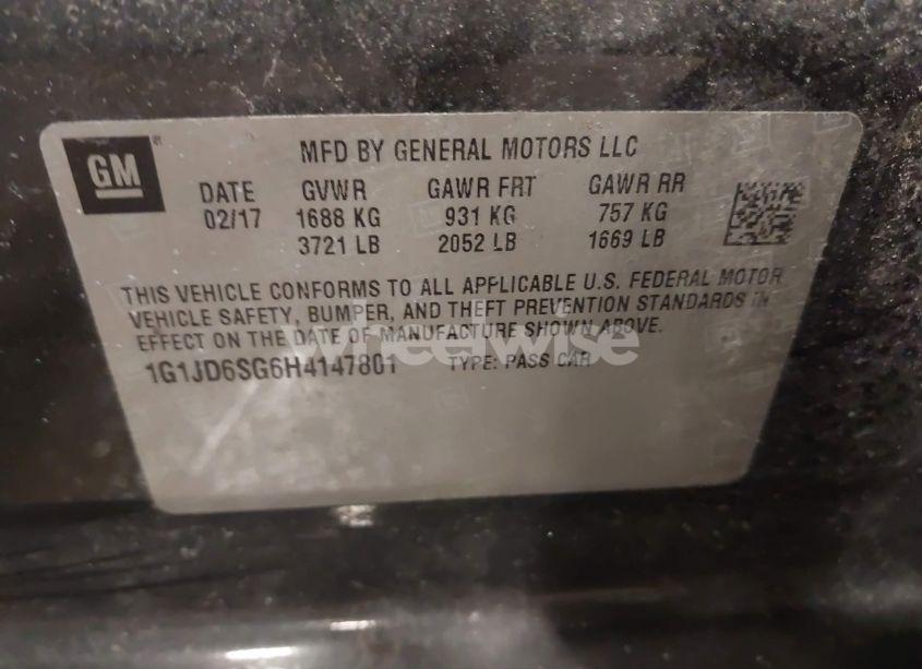 Photo 9 of 2017 Chevrolet Sonic LT AUTO (VIN 1G1JD6SG6H4147801)