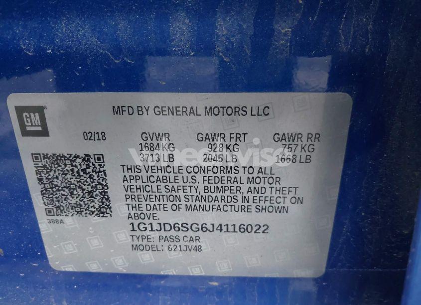 Photo 9 of 2018 Chevrolet Sonic LT AUTO (VIN 1G1JD6SG6J4116022)