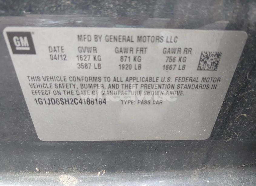 Photo 9 of 2012 Chevrolet Sonic 1LT (VIN 1G1JD6SH2C4188184)