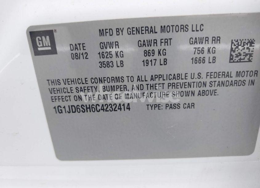 Photo 9 of 2012 Chevrolet Sonic 1LT (VIN 1G1JD6SH6C4232414)