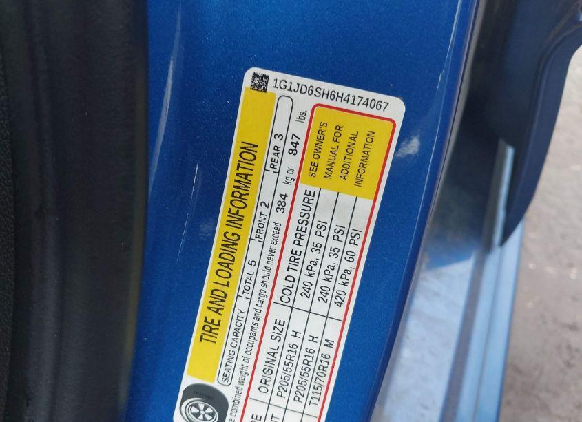 Photo 9 of 2017 Chevrolet Sonic LT AUTO (VIN 1G1JD6SH6H4174067)