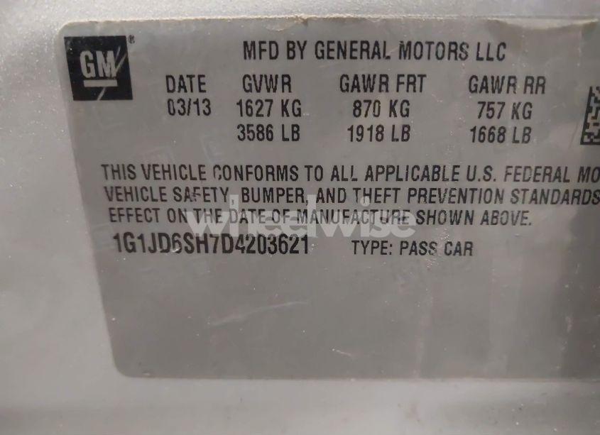 Photo 9 of 2013 Chevrolet Sonic LT MANUAL (VIN 1G1JD6SH7D4203621)