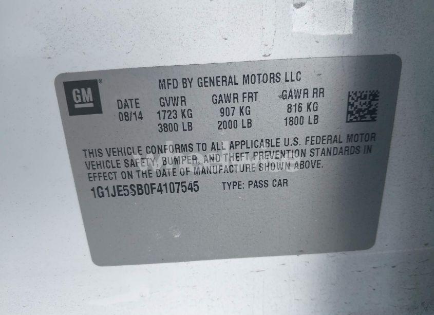 Photo 9 of 2015 Chevrolet Sonic LTZ AUTO (VIN 1G1JE5SB0F4107545)