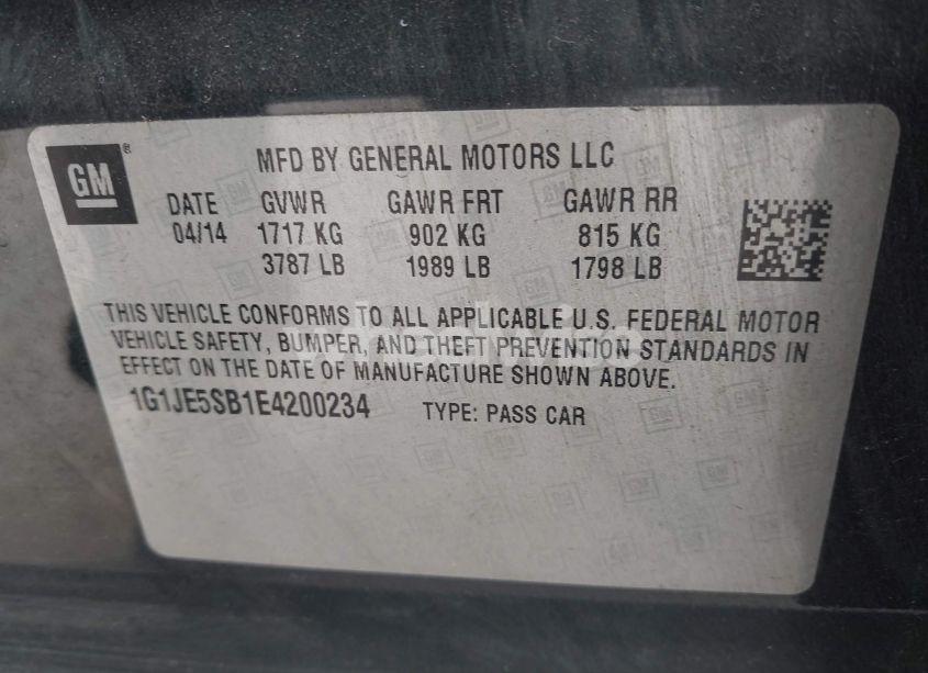 Photo 9 of 2014 Chevrolet Sonic LTZ AUTO (VIN 1G1JE5SB1E4200234)