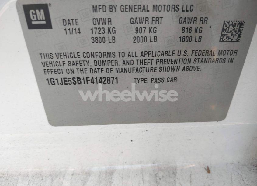 Photo 9 of 2015 Chevrolet Sonic LTZ AUTO (VIN 1G1JE5SB1F4142871)