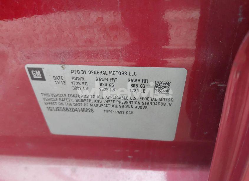 Photo 9 of 2013 Chevrolet Sonic LTZ AUTO (VIN 1G1JE5SB2D4148028)