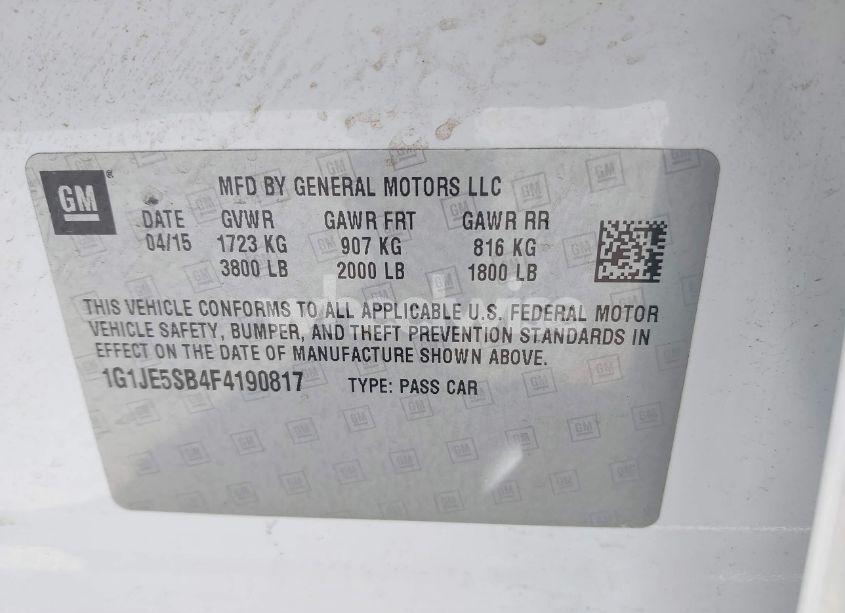 Photo 9 of 2015 Chevrolet Sonic LTZ AUTO (VIN 1G1JE5SB4F4190817)