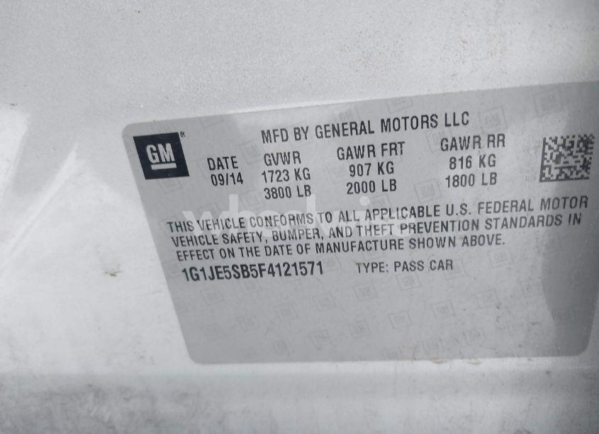Photo 9 of 2015 Chevrolet Sonic LTZ AUTO (VIN 1G1JE5SB5F4121571)