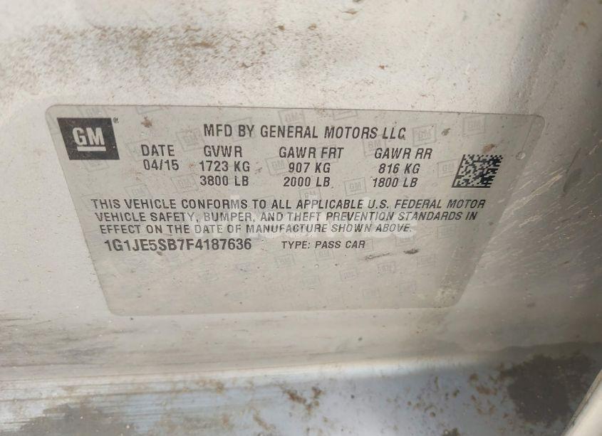 Photo 9 of 2015 Chevrolet Sonic LTZ AUTO (VIN 1G1JE5SB7F4187636)