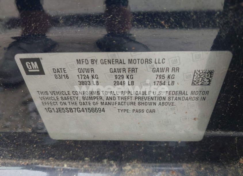 Photo 9 of 2016 Chevrolet Sonic LTZ AUTO (VIN 1G1JE5SB7G4156694)