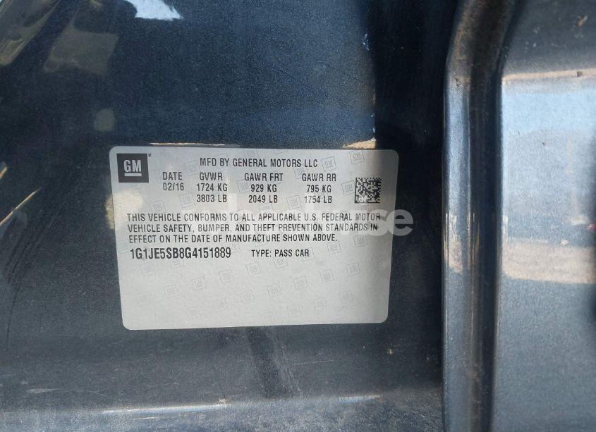 Photo 9 of 2016 Chevrolet Sonic LTZ AUTO (VIN 1G1JE5SB8G4151889)